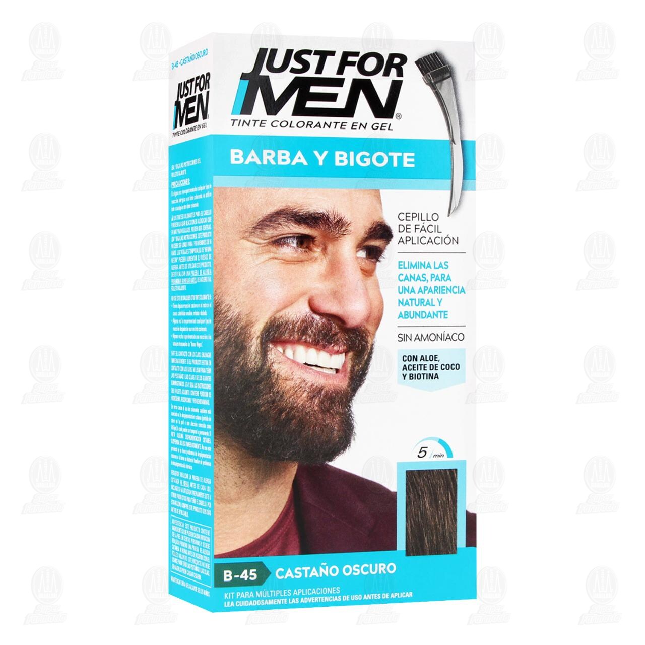 Tinte en Gel Just For Men Apariencia Natural y Abundante sin Canas Casta&ntilde;o Oscuro (B-45), 1 pz.