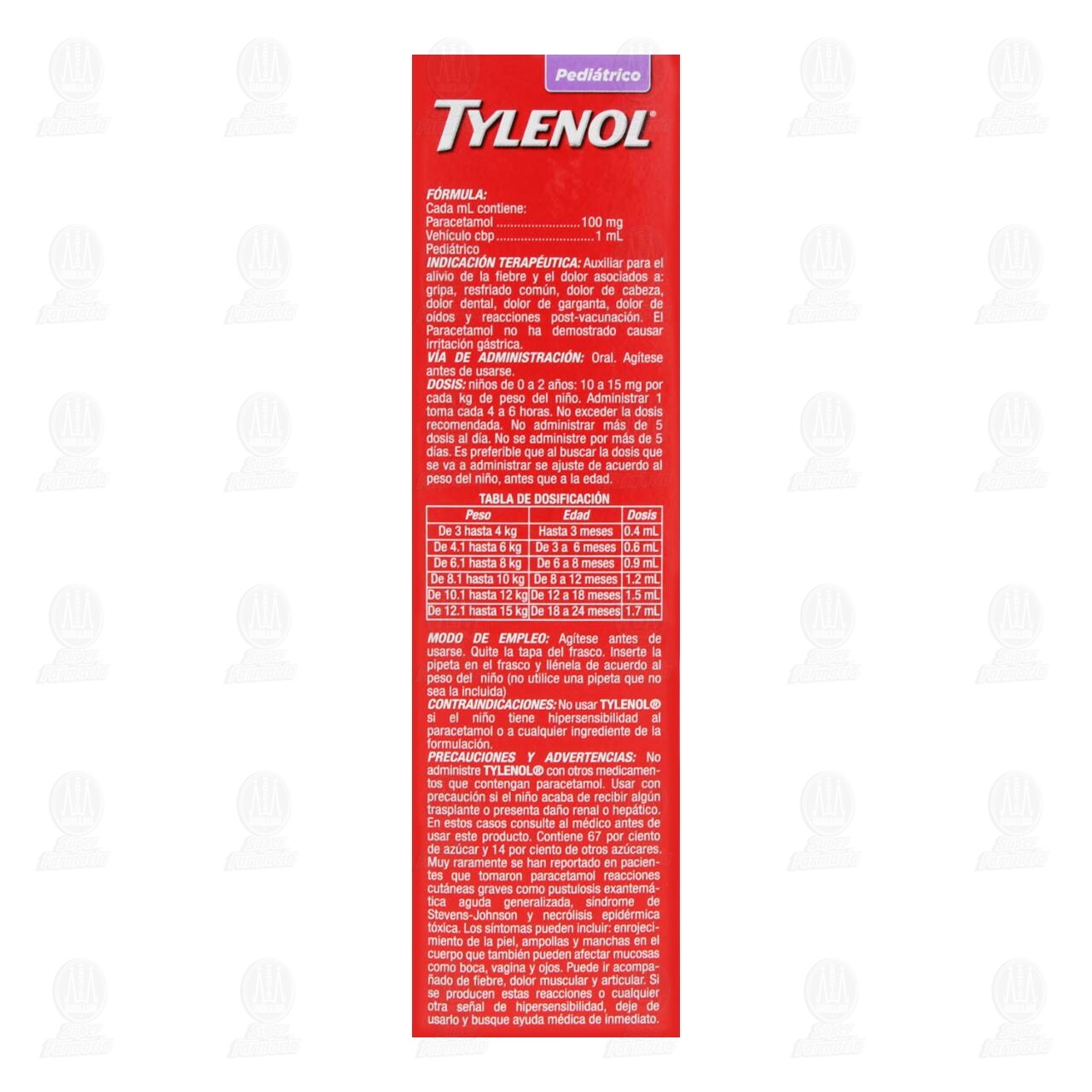 Tylenol Suspensi&oacute;n Pedi&aacute;trica, 100mg/ml, 15 ml. image number 2