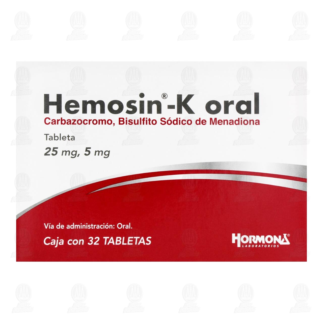 Hemosin K Oral 25mg/5mg, 32 Tabletas. image number 1