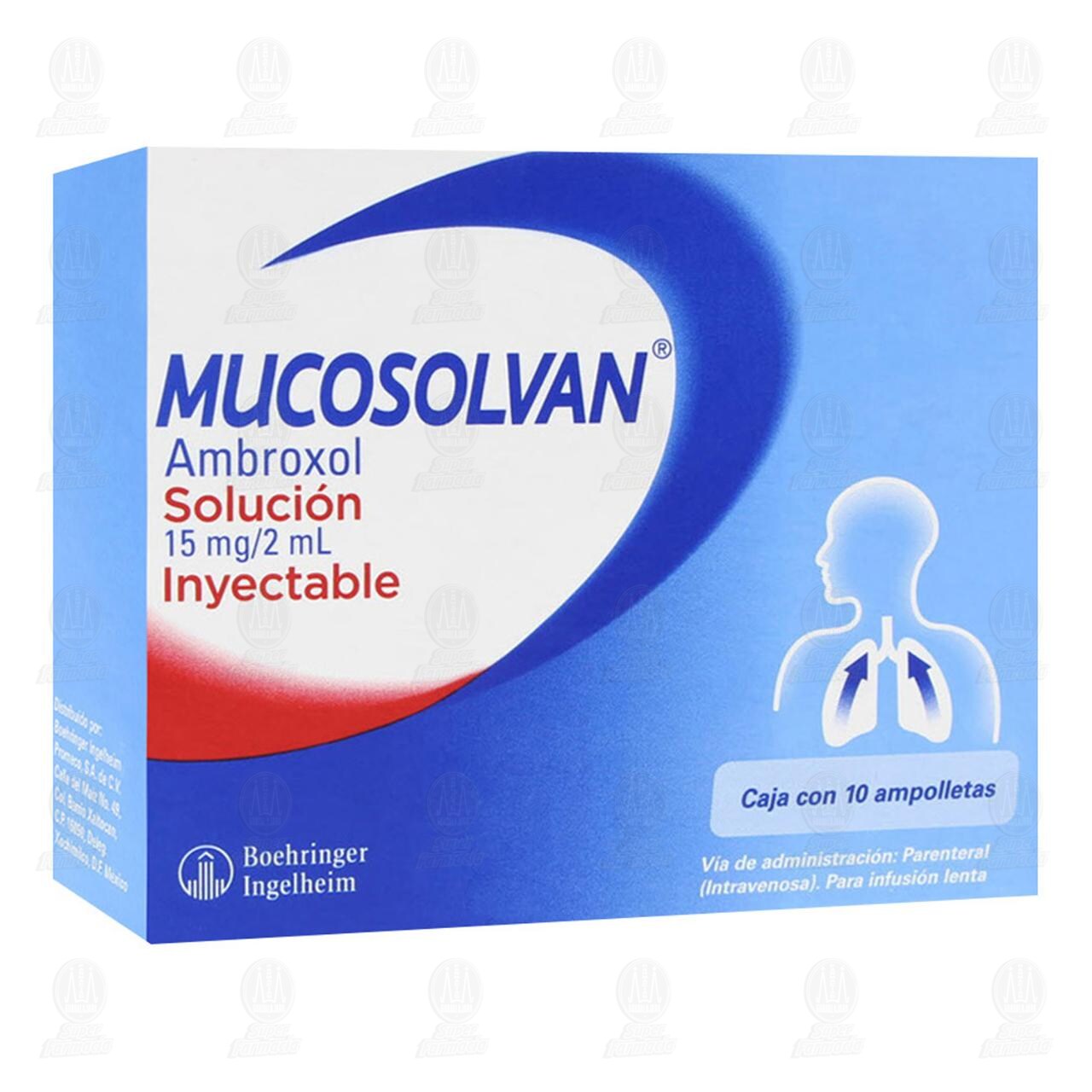 Mucosolvan Soluci&oacute;n Inyectable 15mg/2ml, 10 Ampolletas.
