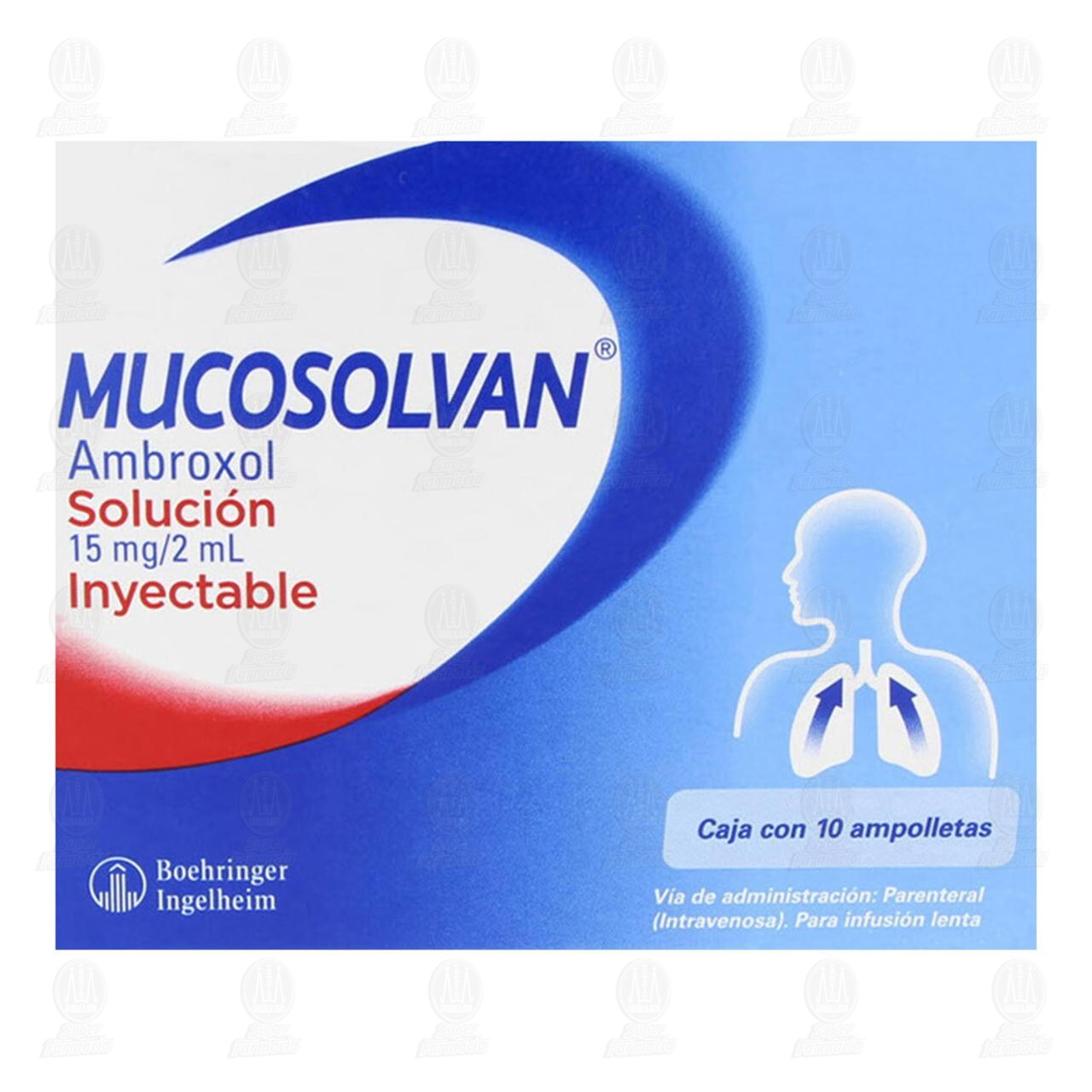 Mucosolvan Soluci&oacute;n Inyectable 15mg/2ml, 10 Ampolletas. image number 1