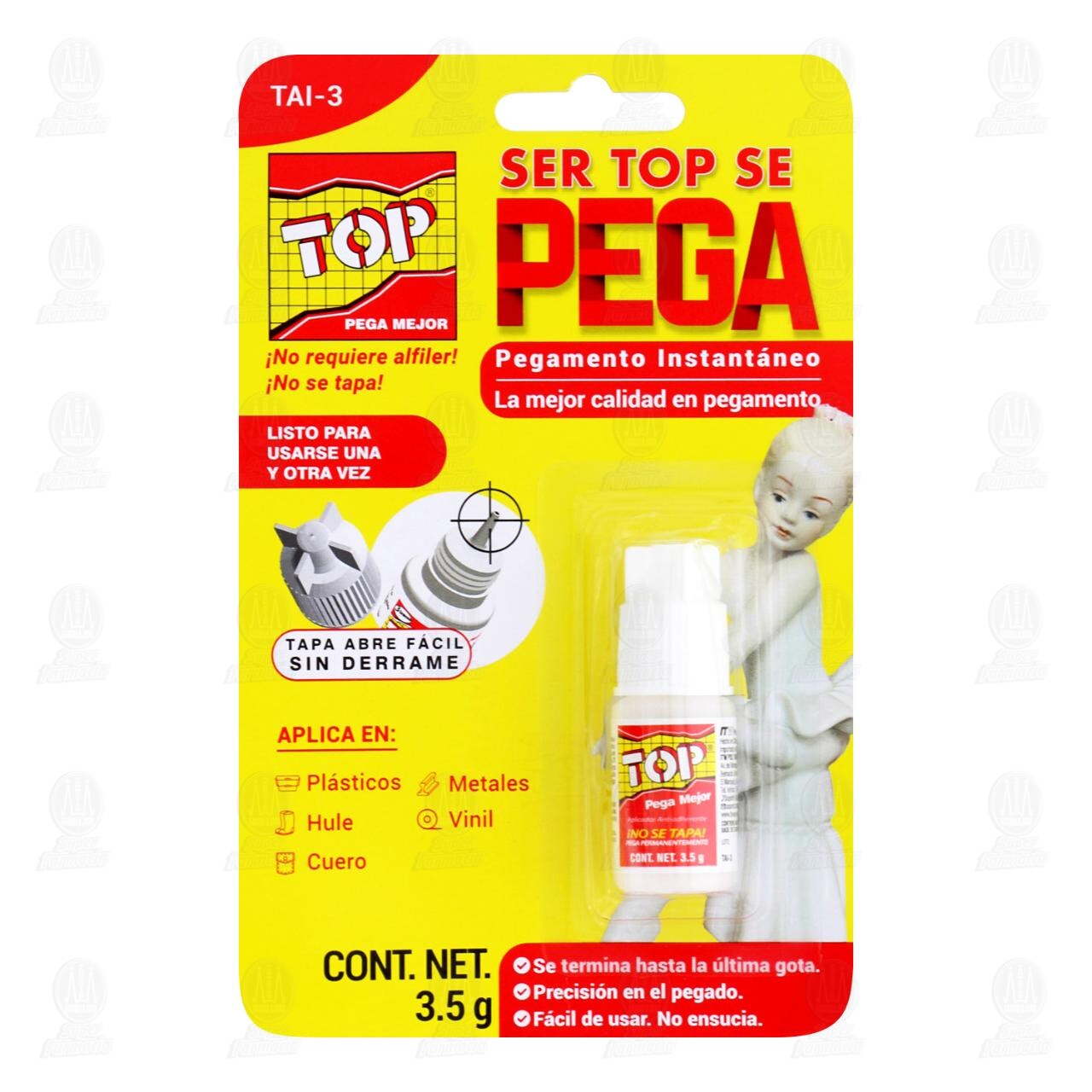 Pegamento Instantáneo Top con Aplicador Antiadherente, 3.5 gr. image number 0