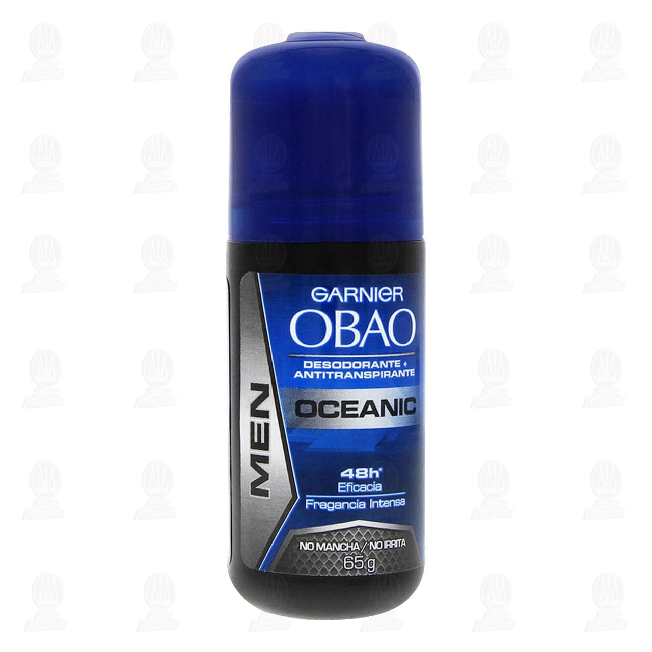 Imagen para Desodorante y antitranspirante Garnier Obao Men Oceanic en roll-on para hombre, fragancia intensa que no mancha y no irrita, eficacia hasta por 48 horas. Envase con 65 gramos.