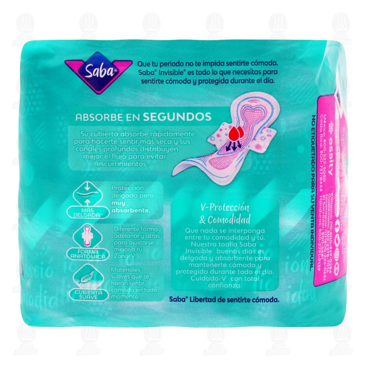 Toallas Femenina Saba Invisible Buenos D&iacute;as Delgada con Alas, 10 pzas. image number 2