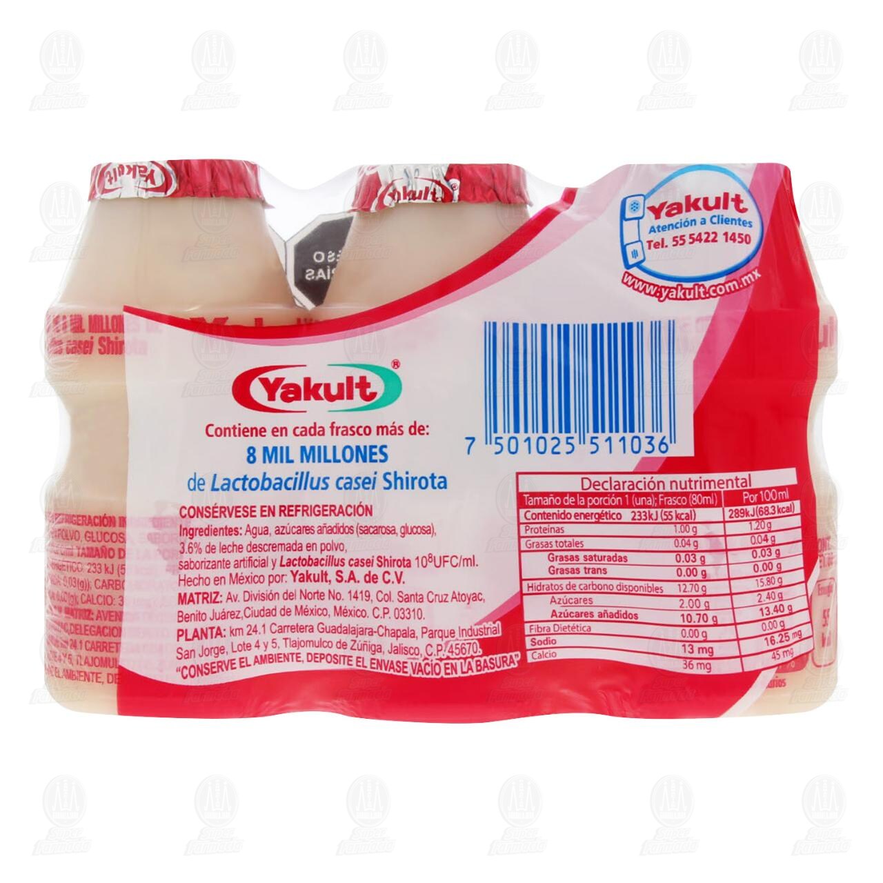 Yakult Bebida Láctea Fermentada, 3 pzas de 80 ml c/u. image number 2