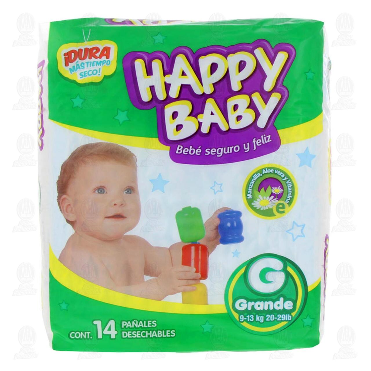 Pañales para Bebé Happy Baby con Manzanilla, Aloe Vera y Vitamina E Talla G, 14 pzas. image number 1