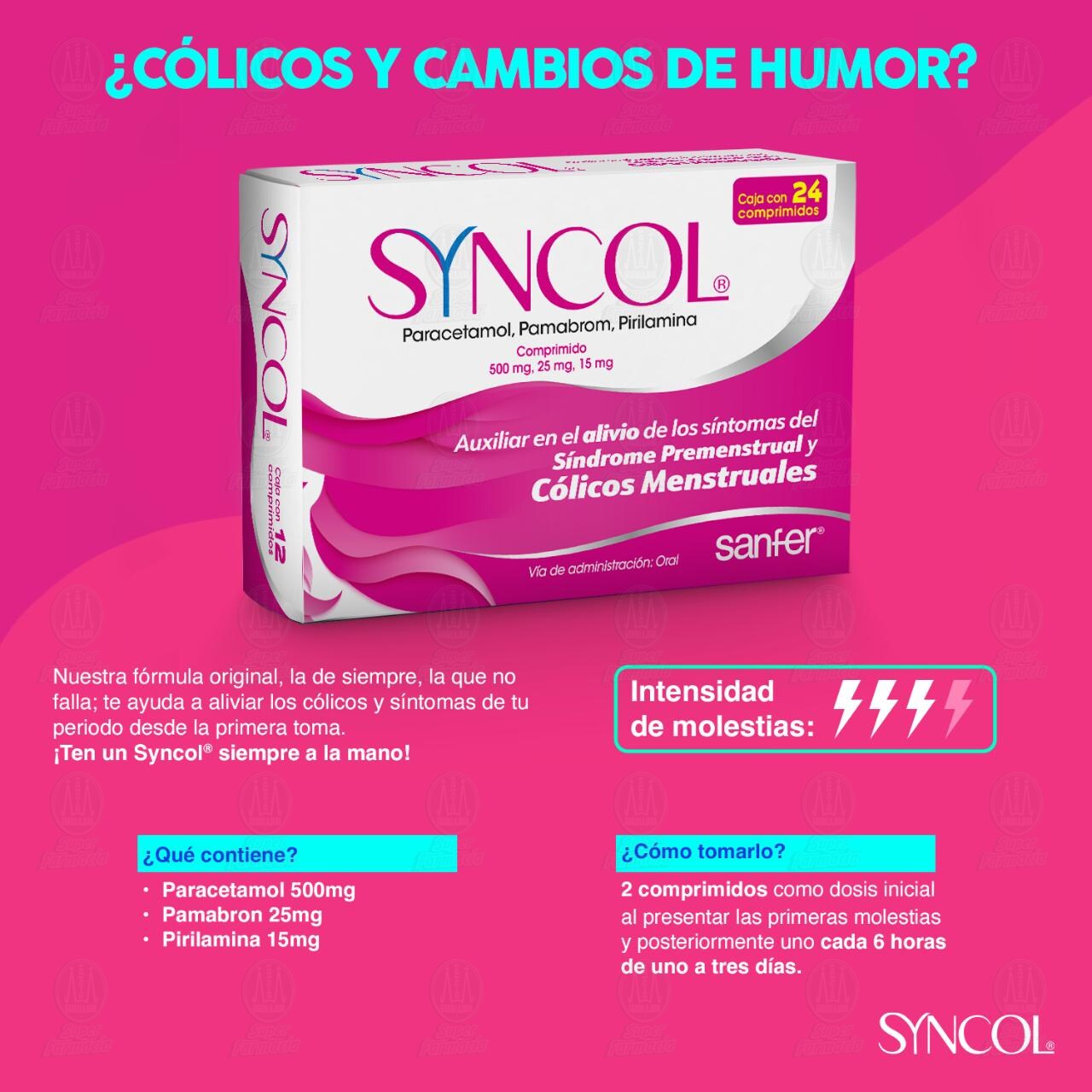 Syncol 500mg/25mg/15mg, 24 comprimidos. image number 3