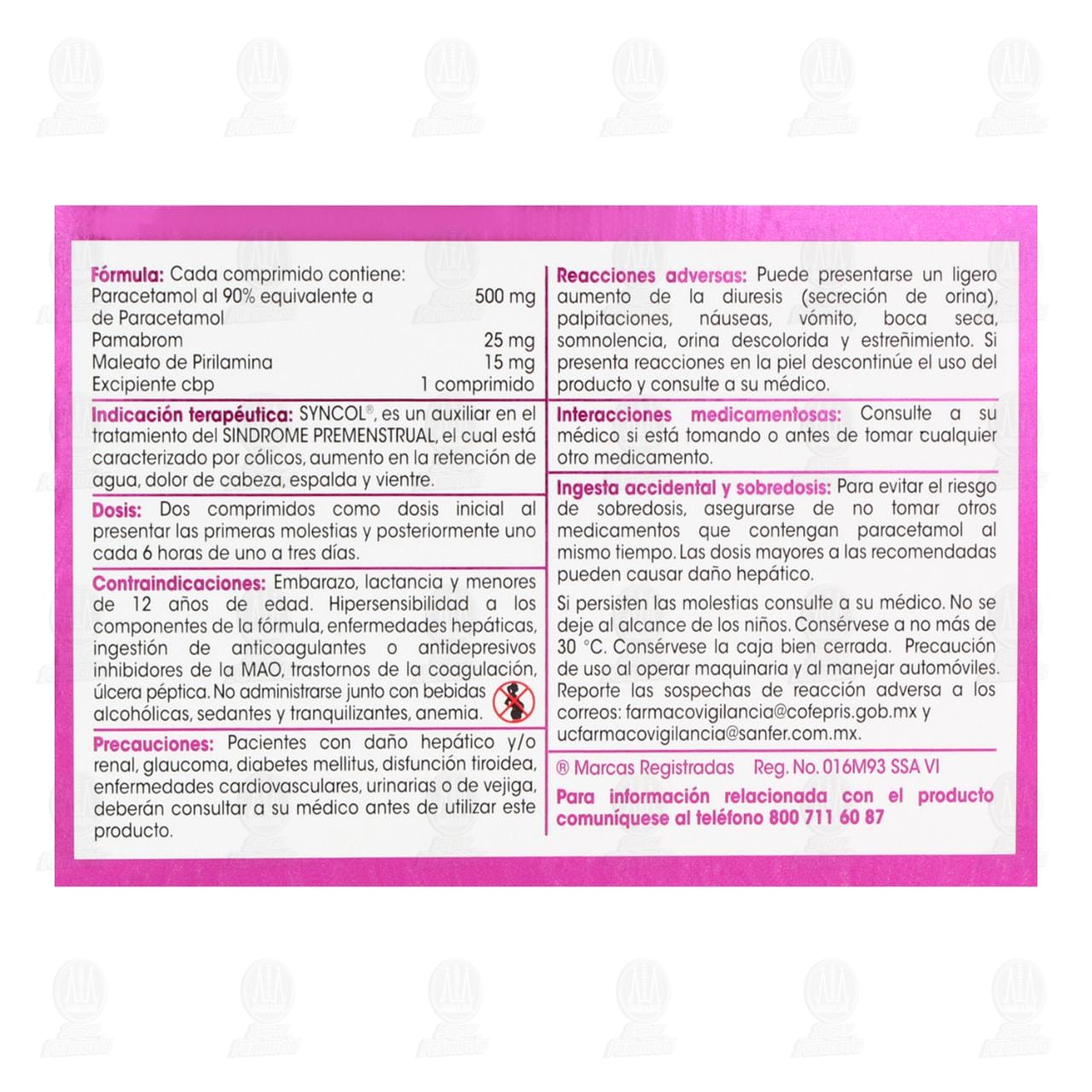 Syncol 500mg/25mg/15mg, 24 comprimidos. image number 2