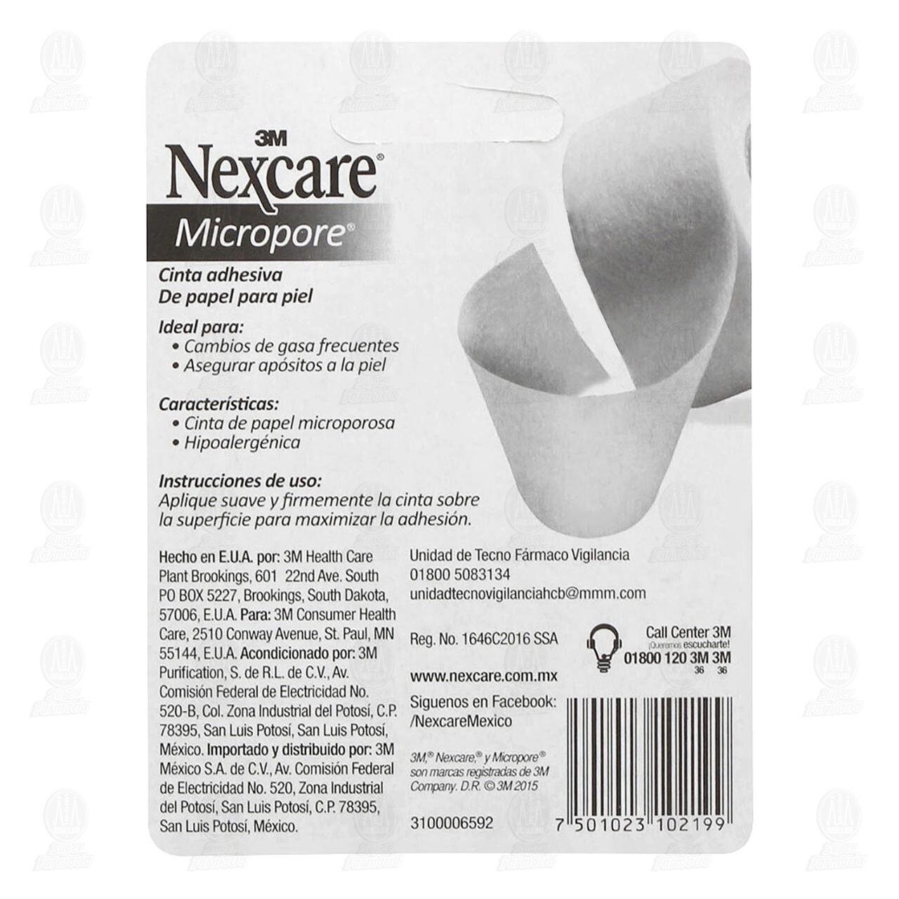 3M Nexcare Cinta Micropore Blanco 2.50cm x 5m, 1 pz. image number 1