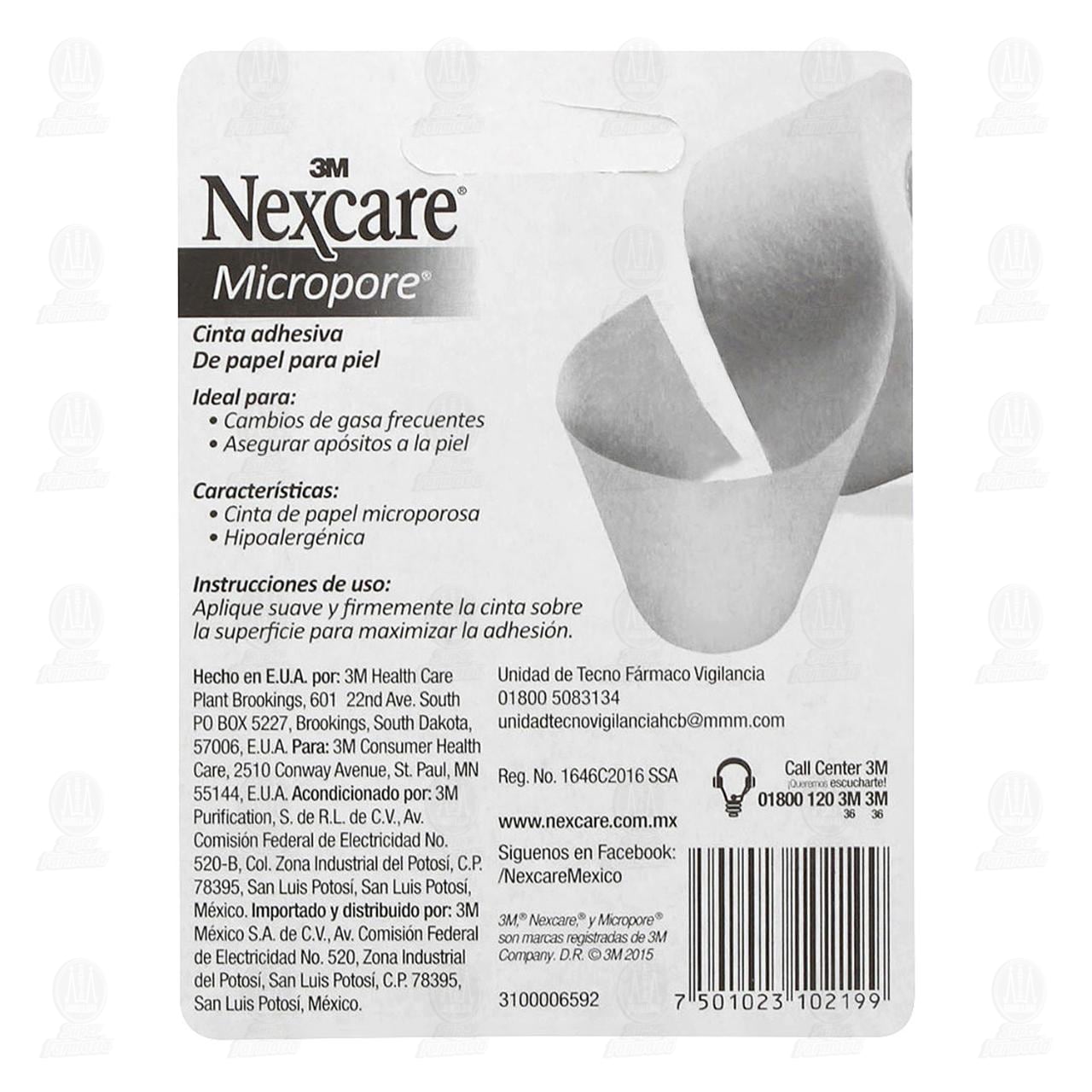 3M Nexcare Cinta Micropore Blanco 2.50cm x 5m, 1 pz. image number 1
