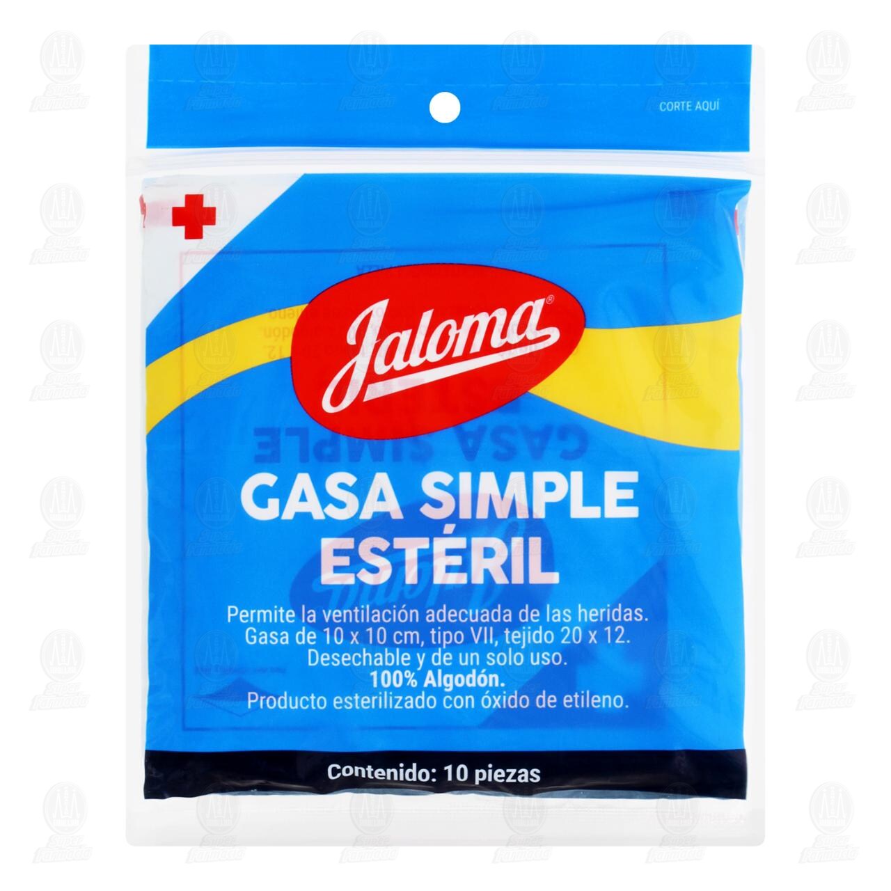 Gasa Estéril Jaloma 10cm x 10cm, 10 pzas.