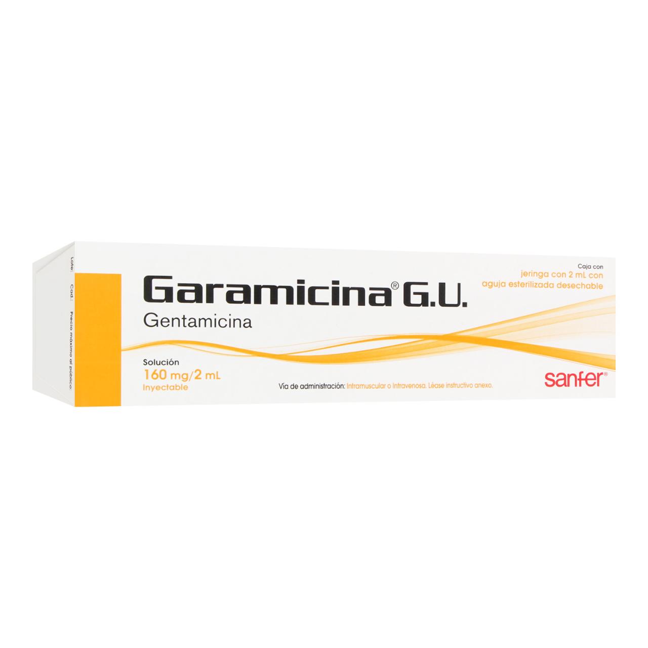 Imagen para Garamicina G.U 160mg/2ml Solución Inyectable, Jeringa con 2 ml.