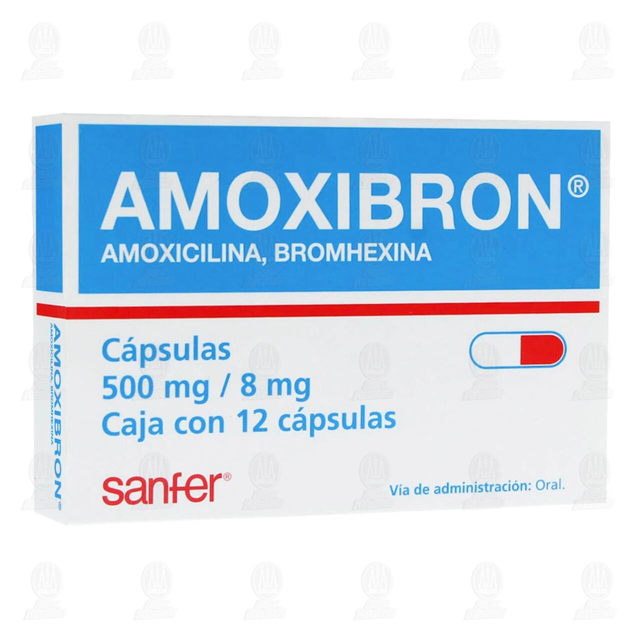 Amoxibron 500mg/8mg, 12 C&aacute;psulas.