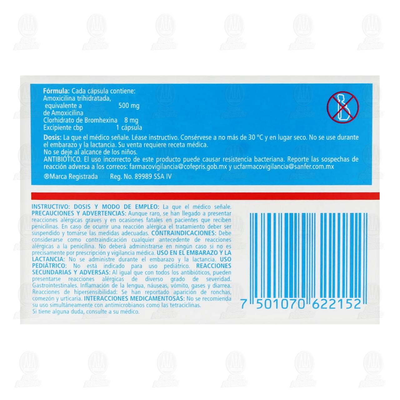 Amoxibron 500mg/8mg, 12 C&aacute;psulas. image number 2