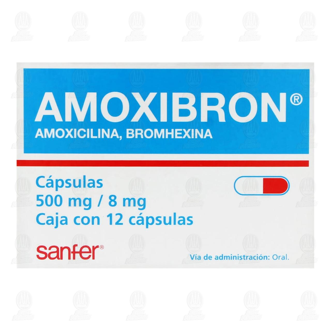 Amoxibron 500mg/8mg, 12 C&aacute;psulas. image number 1