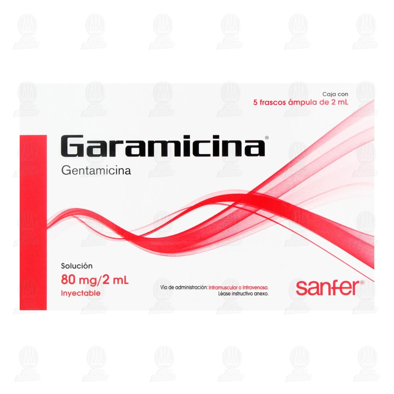 Garamicina 80mg/2ml Soluci&oacute;n Inyectable, 5 &Aacute;mpulas de 2 ml c/u. image number 1