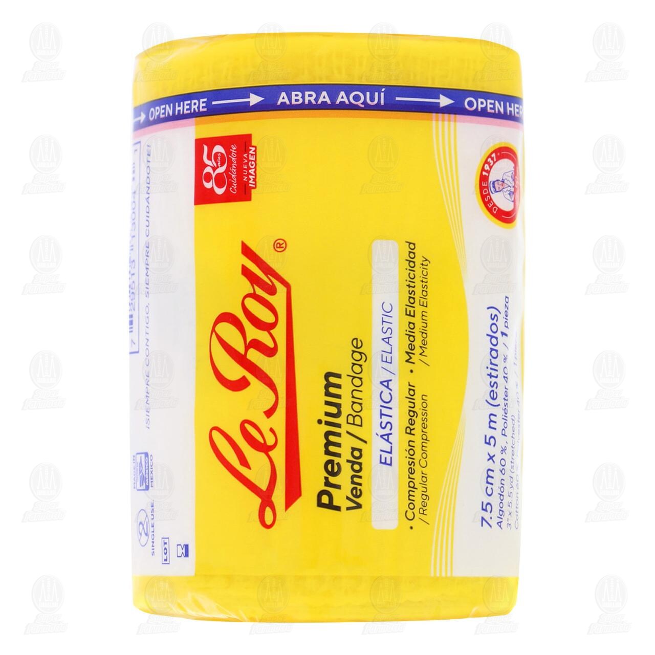 Venda El&aacute;stica Le Roy Premium 7.5cm x 5m Estirada, 1 pza.