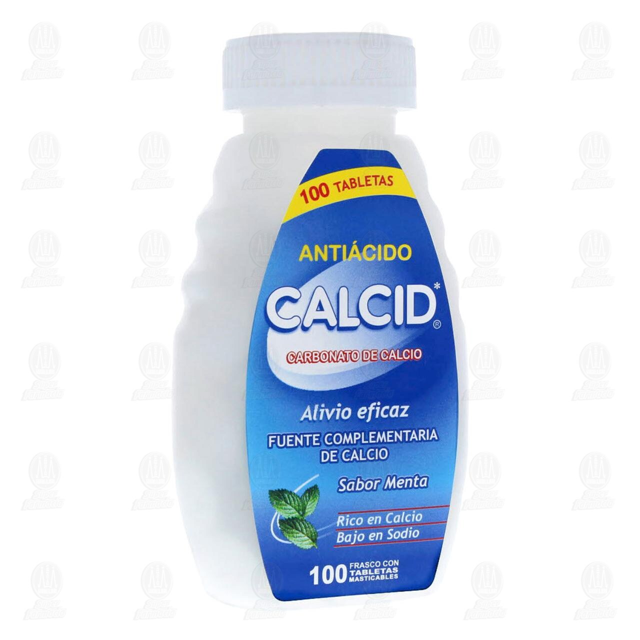 Anti&aacute;cido Calcid Sabor Menta, 100 Tabletas Masticables. image number 0