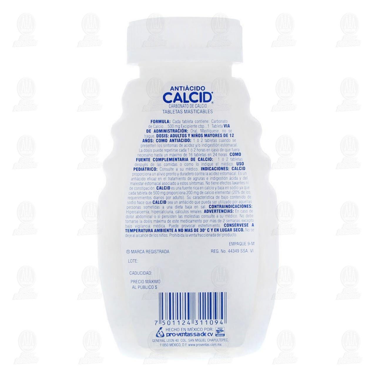Anti&aacute;cido Calcid Sabor Menta, 100 Tabletas Masticables. image number 2