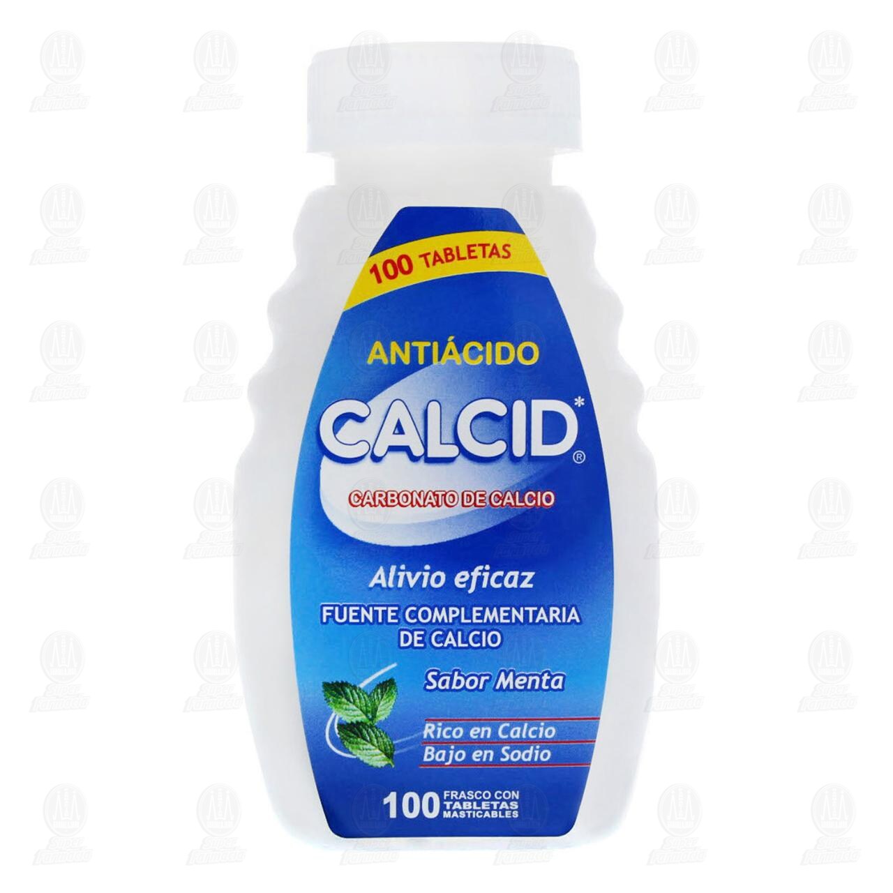 Anti&aacute;cido Calcid Sabor Menta, 100 Tabletas Masticables. image number 1