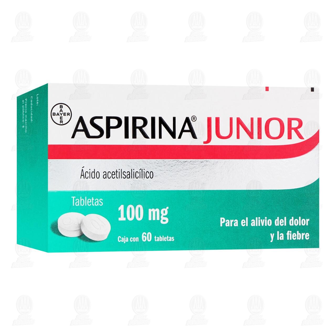 Aspirina Junior Alivio del Dolor y Fiebre 100 mg, 60 Tabletas. image number 0