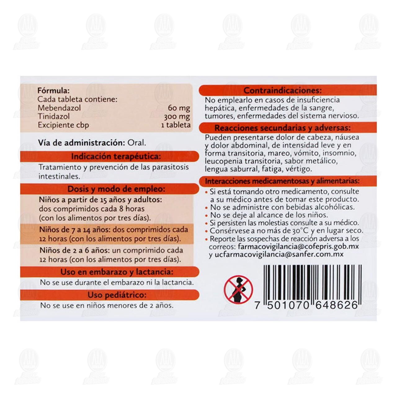 Mebeciclol 300mg/60mg, 18 Tabletas. image number 2