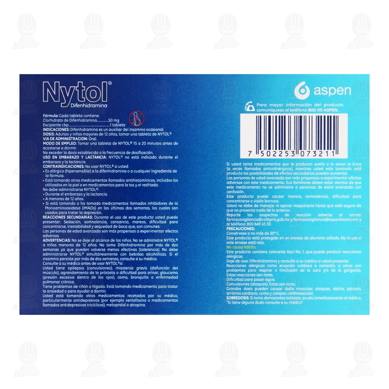 Nytol 50 mg, 8 Tabletas. image number 2