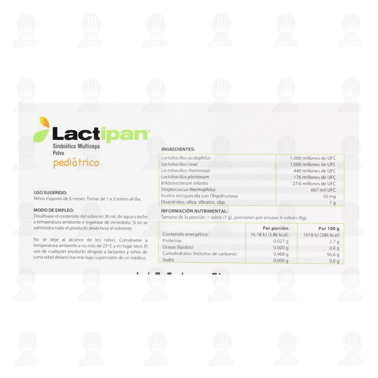 Lactipan Pediátrico Suplemento Alimenticio, 6 Sobres. image number 2