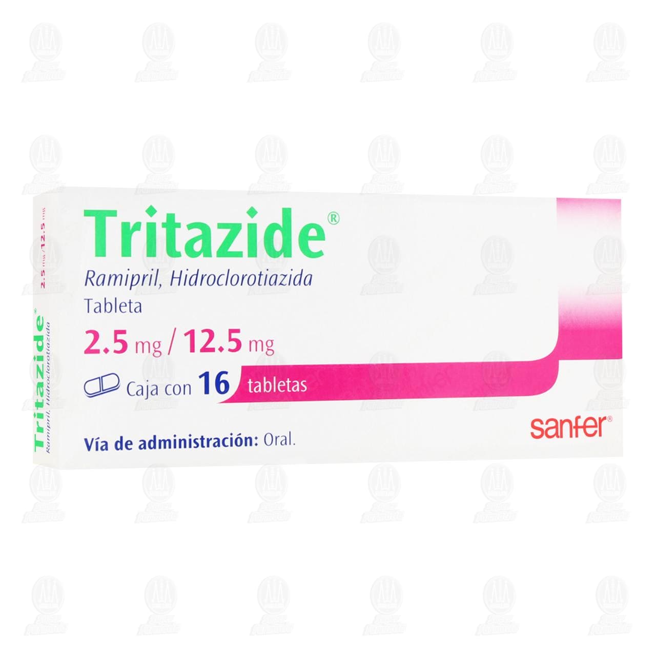 Tirazide 2.5mg/12.5mg, 16 Tabletas. image number 0