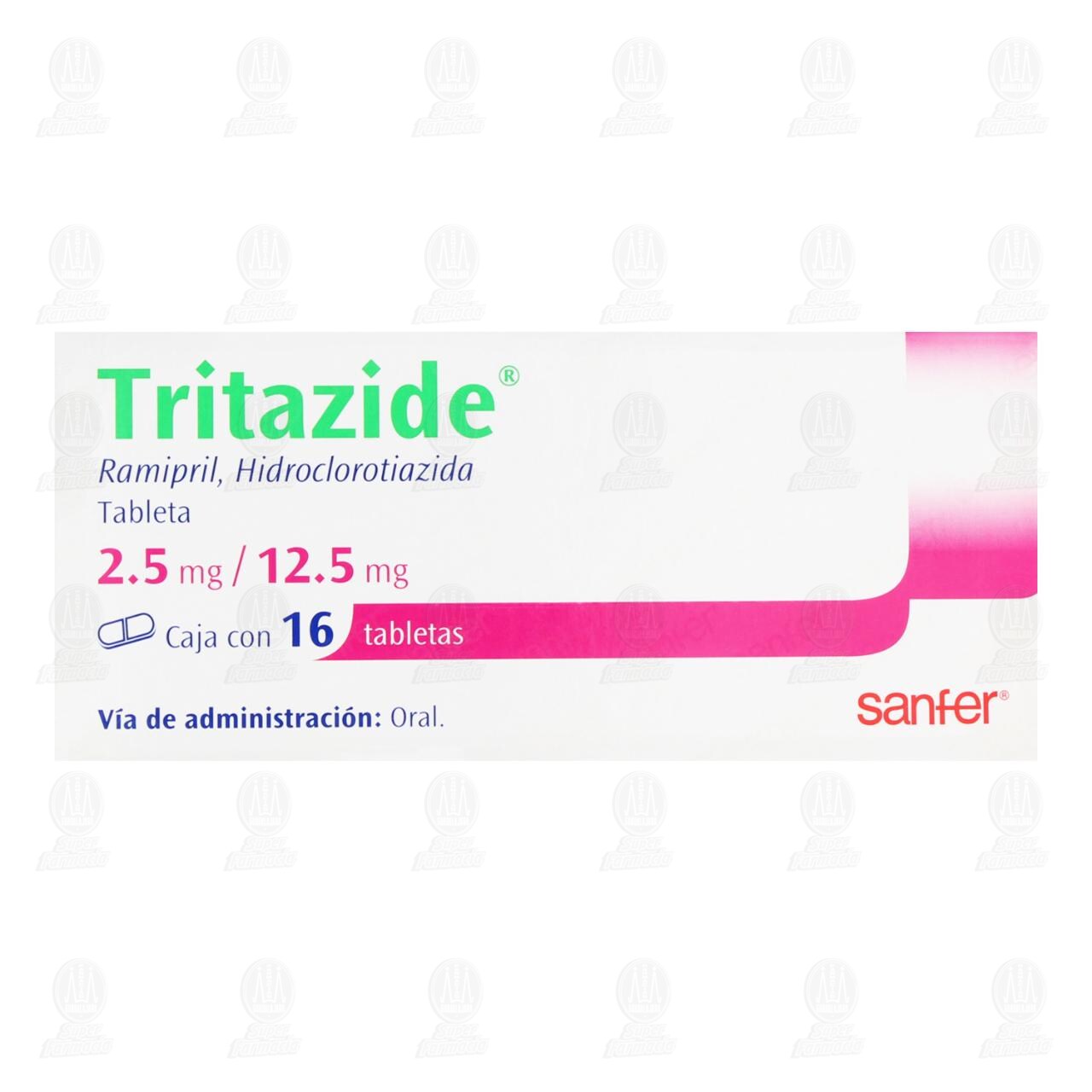 Tirazide 2.5mg/12.5mg, 16 Tabletas. image number 1