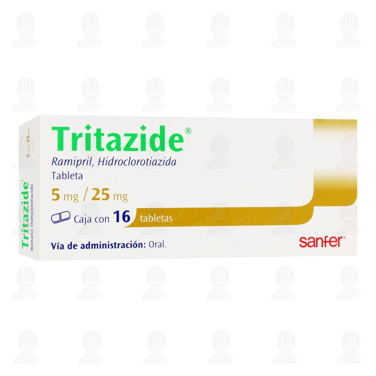 Tritazide 5mg/25mg, 16 Tabletas. image number 0