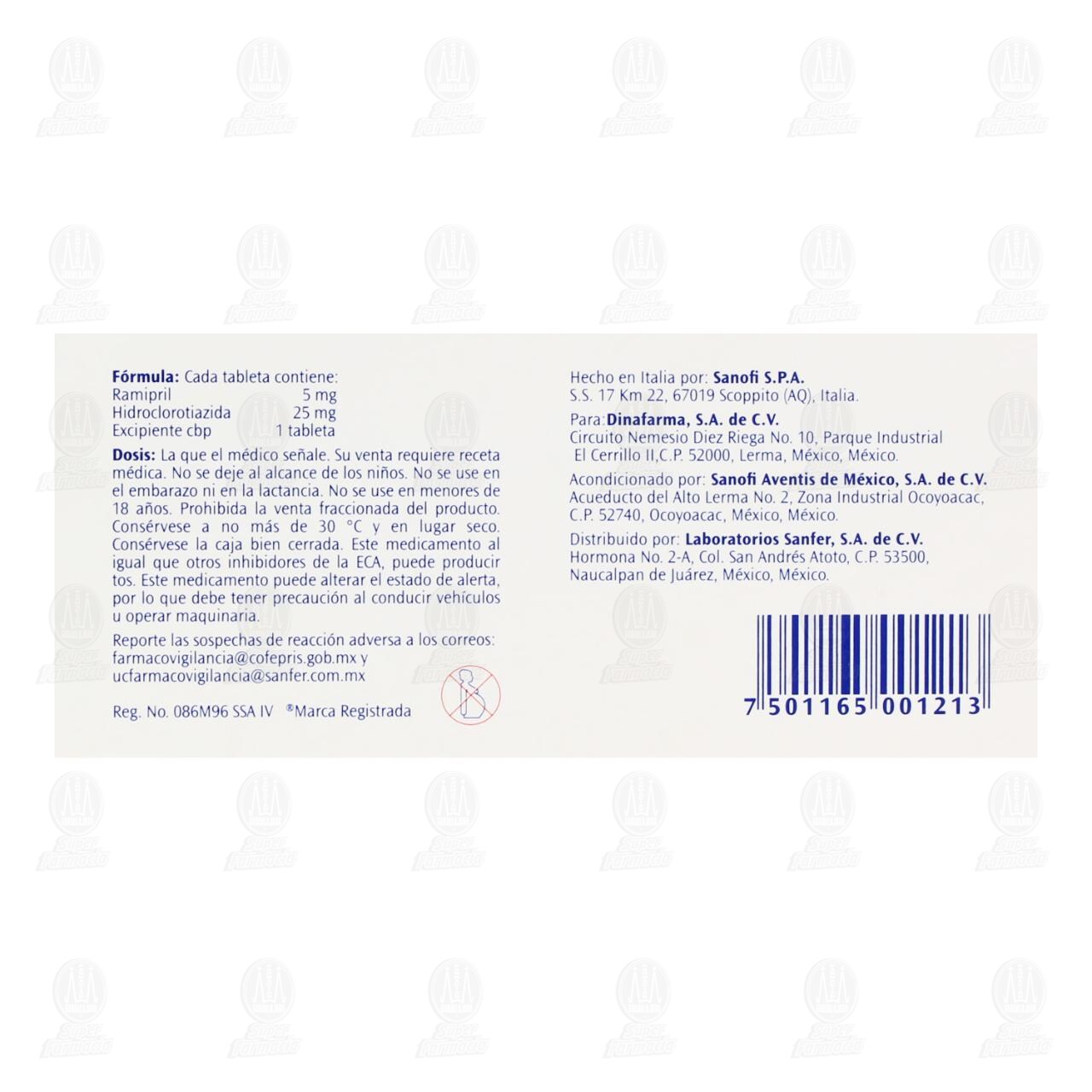 Tritazide 5mg/25mg, 16 Tabletas. image number 2