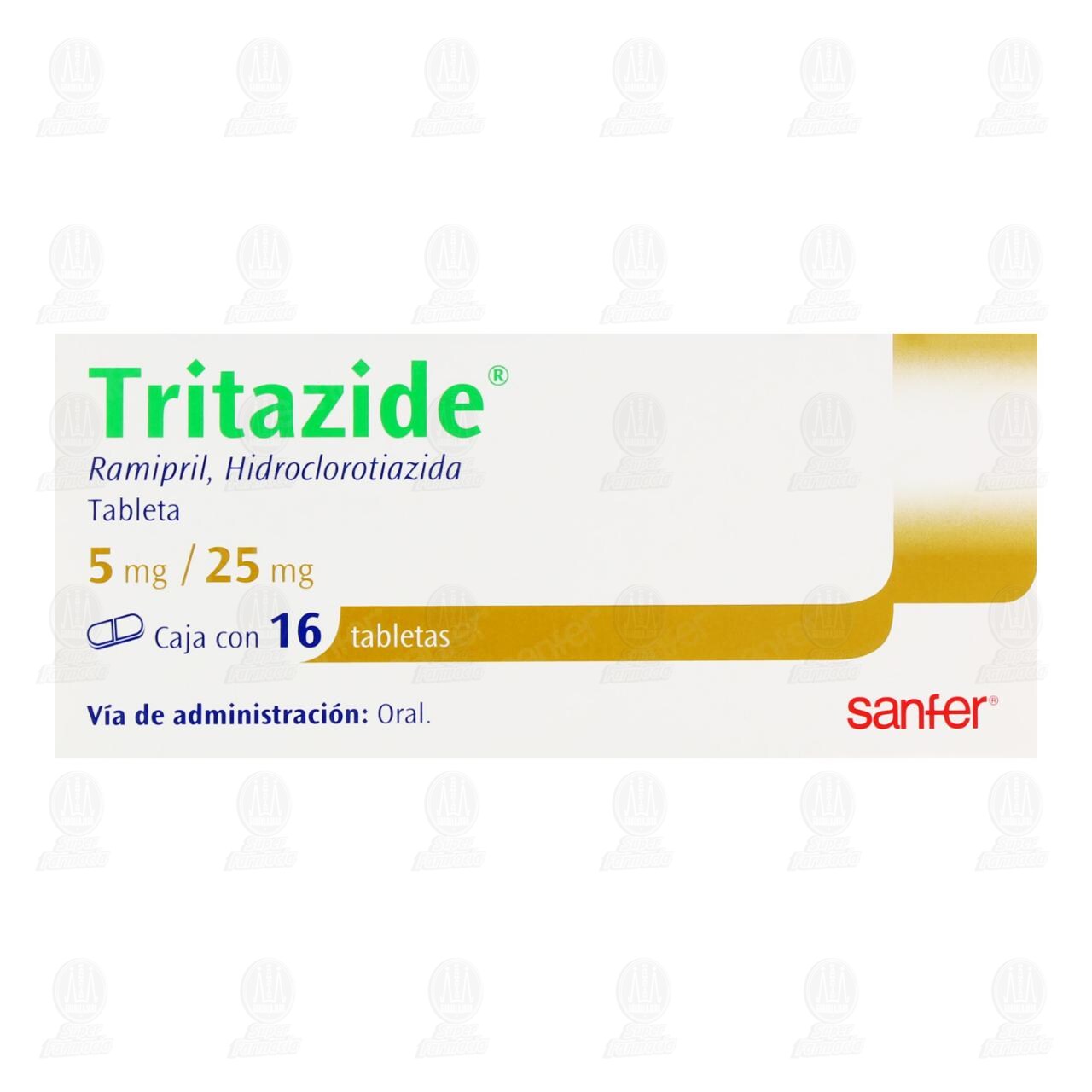 Tritazide 5mg/25mg, 16 Tabletas. image number 1
