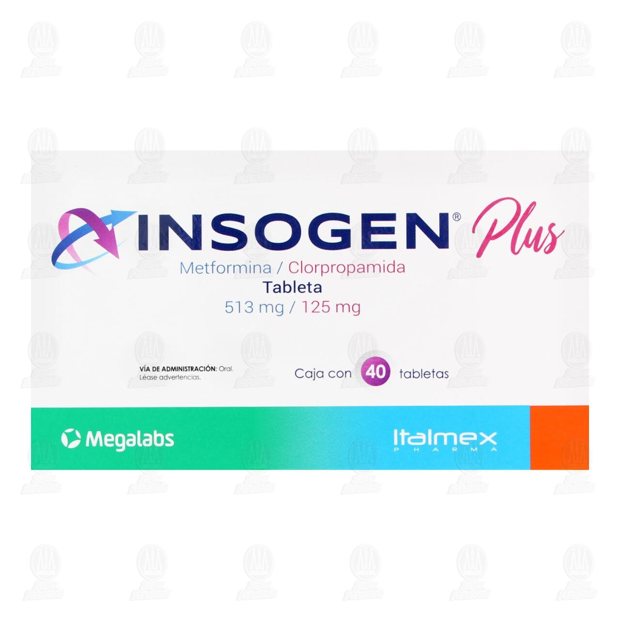 Insogen Plus 513mg/125mg, 40 Tabletas. image number 1