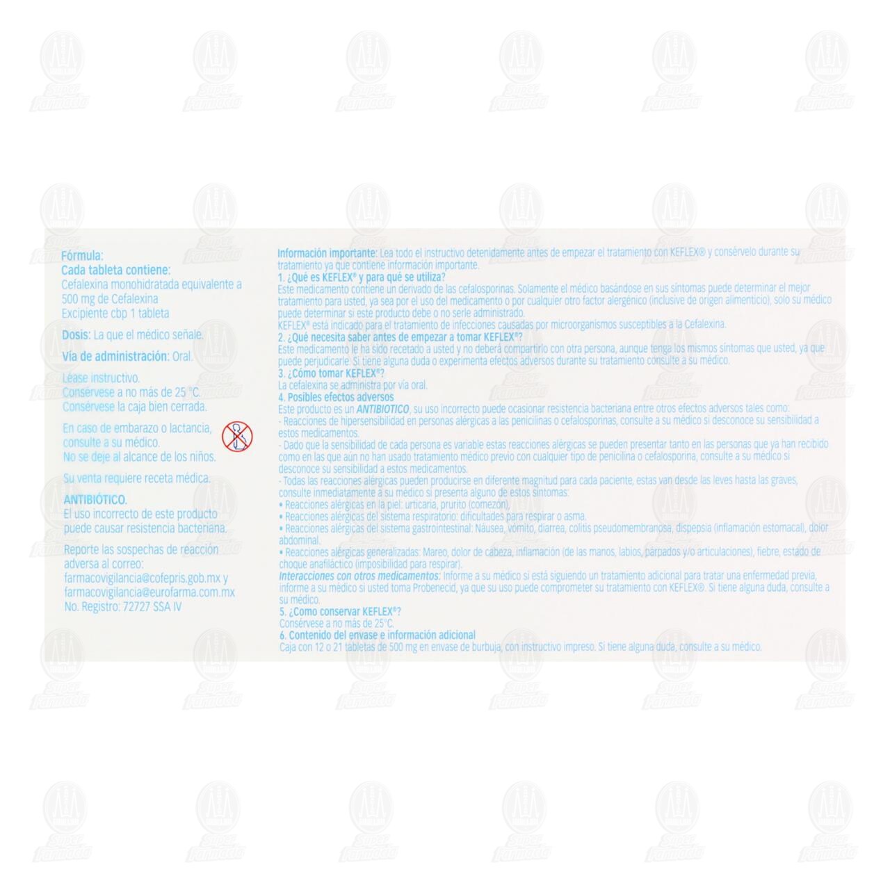 Keflex 500 mg, 12 tabletas. image number 2