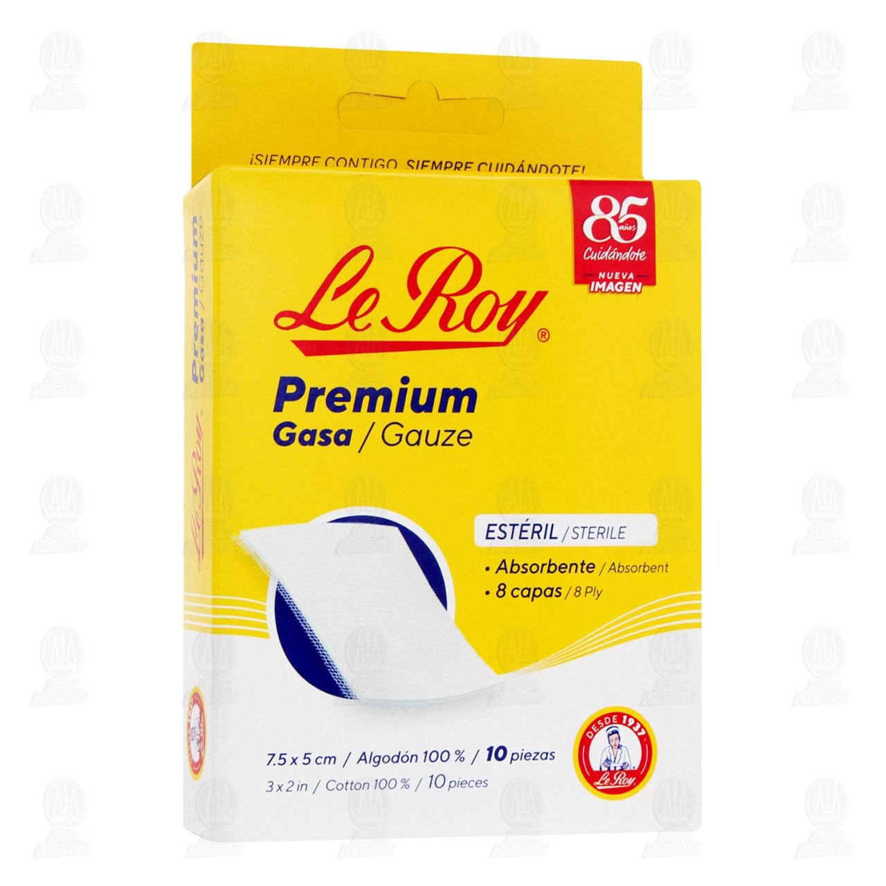 Gasa Le Roy Premium 7.5cm x 5cm, 10 pzas.