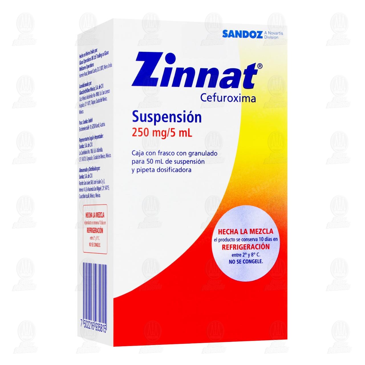 Zinnat 250mg/5ml Suspensi&oacute;n, 50 ml.