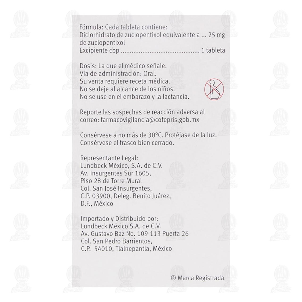 Clopixol 25 mg, 20 Tabletas. image number 2