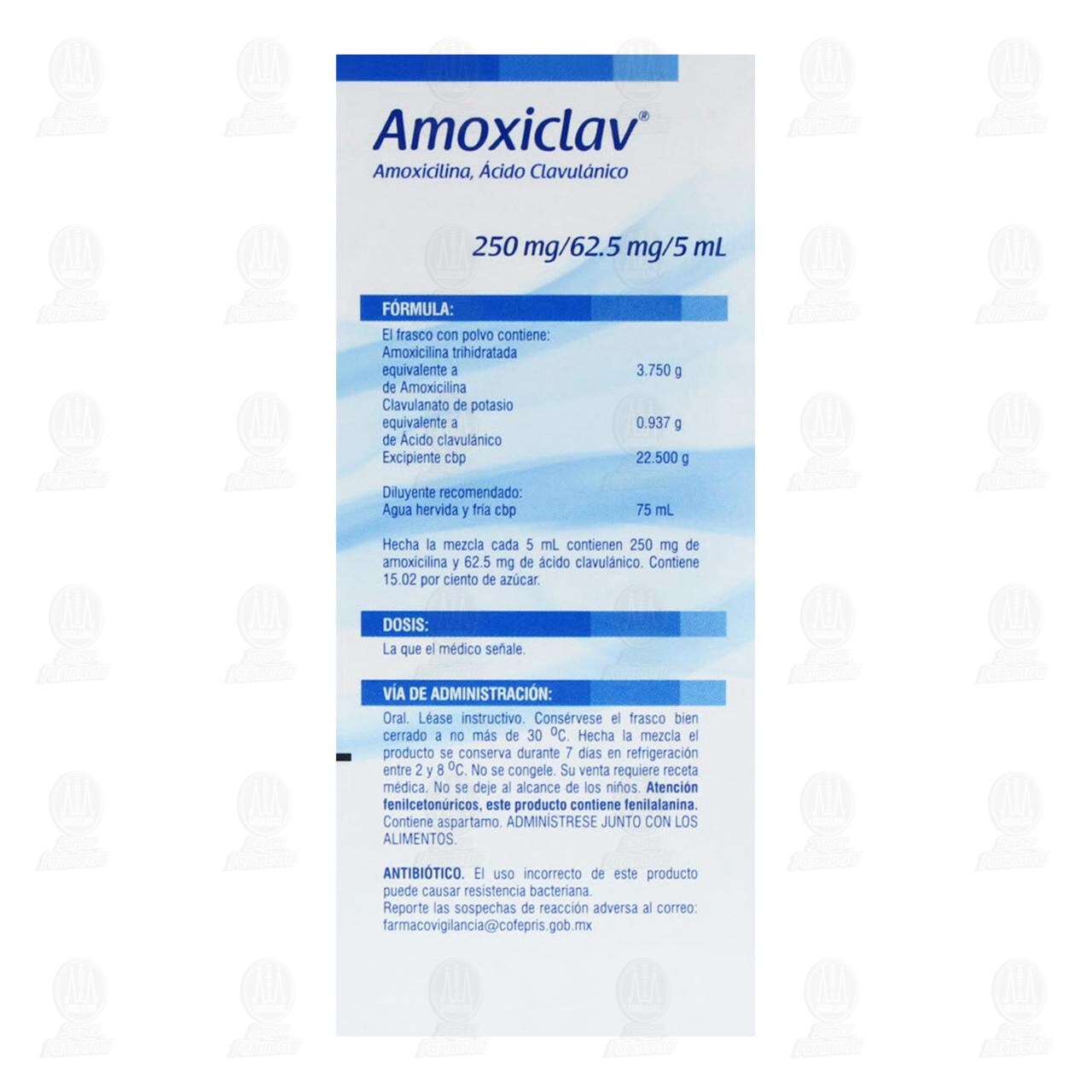 Amoxiclav 250mg/62.5mg/5ml Suspensi&oacute;n, 75 ml. image number 2