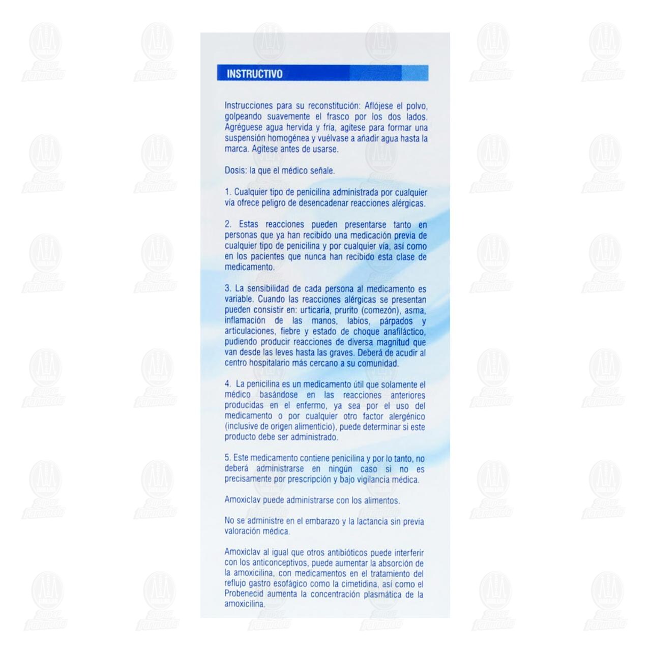 Amoxiclav 250mg/62.5mg/5ml Suspensi&oacute;n, 75 ml. image number 3