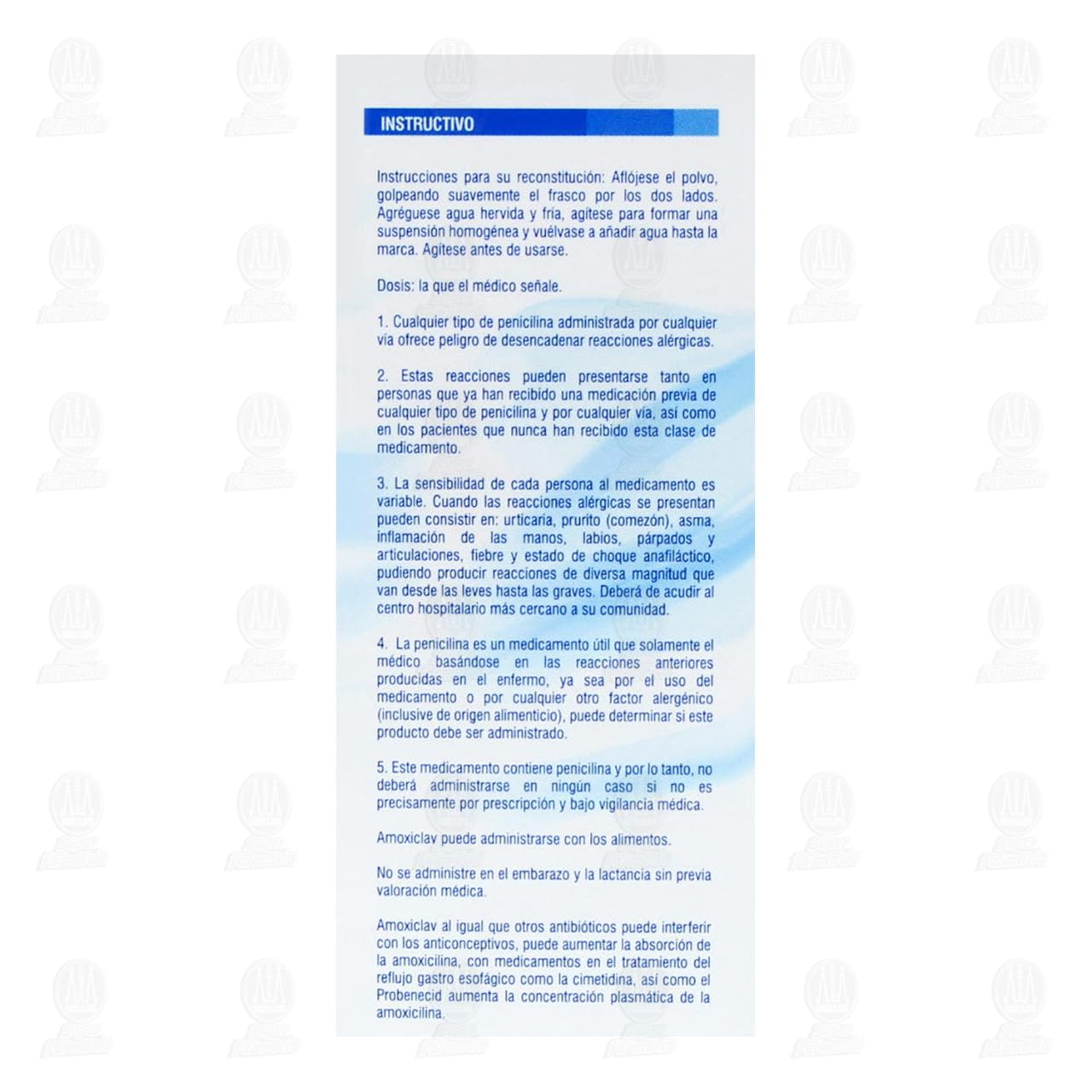 Amoxiclav 250mg/62.5mg/5ml Suspensi&oacute;n, 75 ml. image number 3