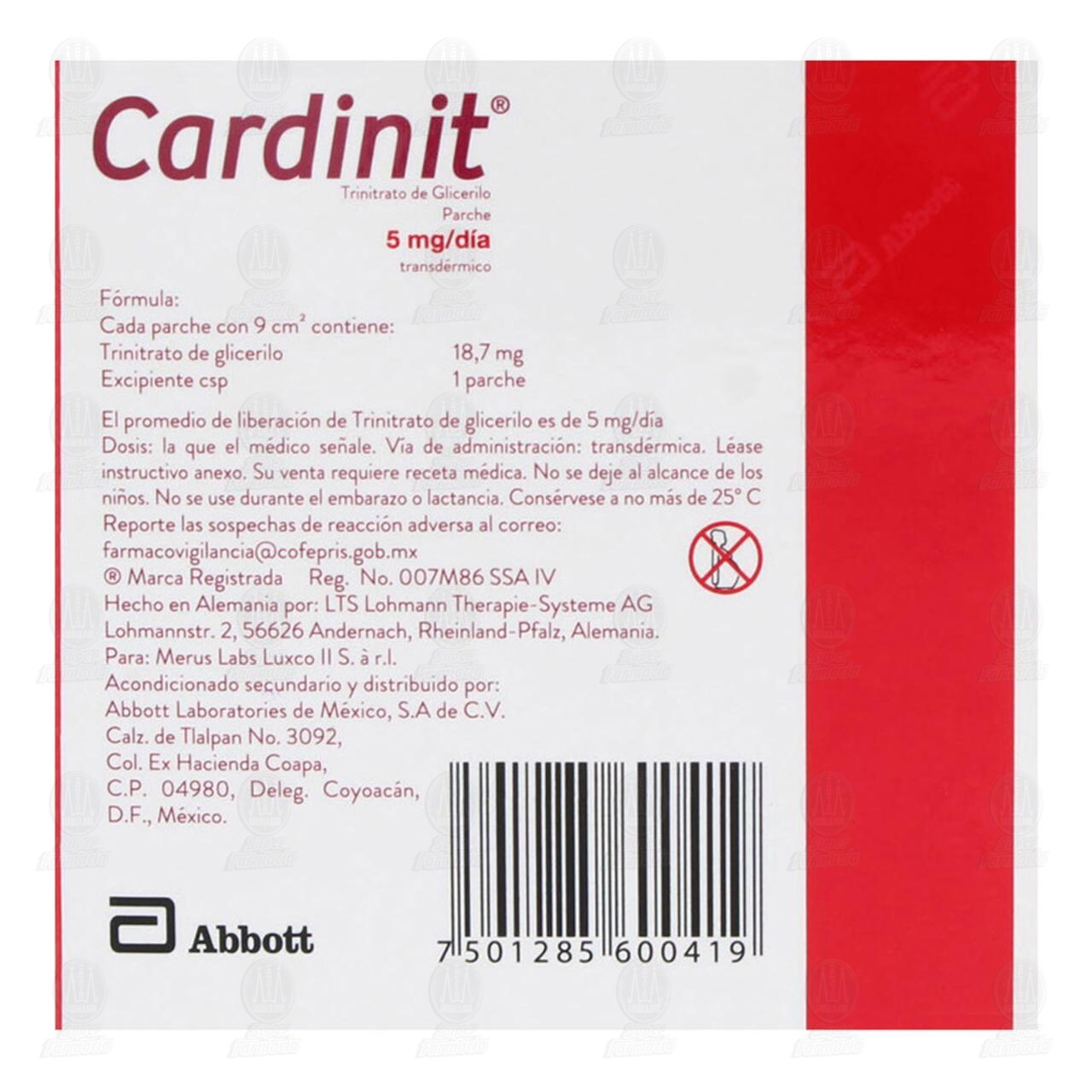 Cardinit 5 mg, 7 Parches. image number 2