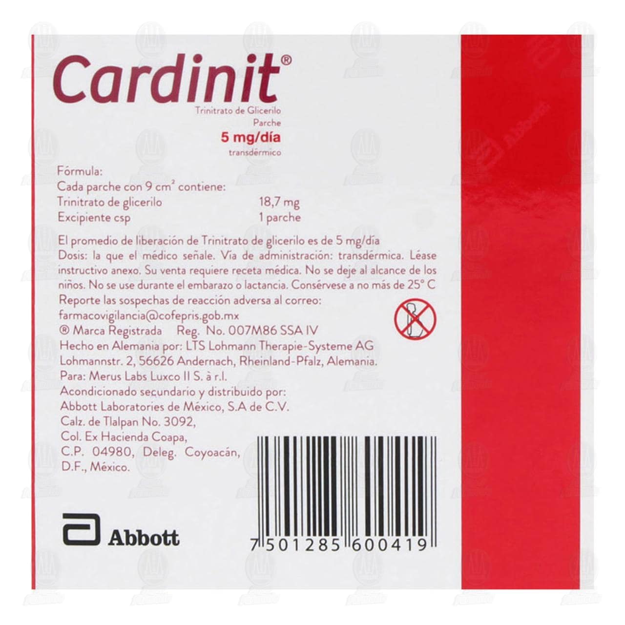 Cardnit Injeksi Cardinit 5 mg, 7 Parches. de CARDINIT | Farmacias Guadalajara