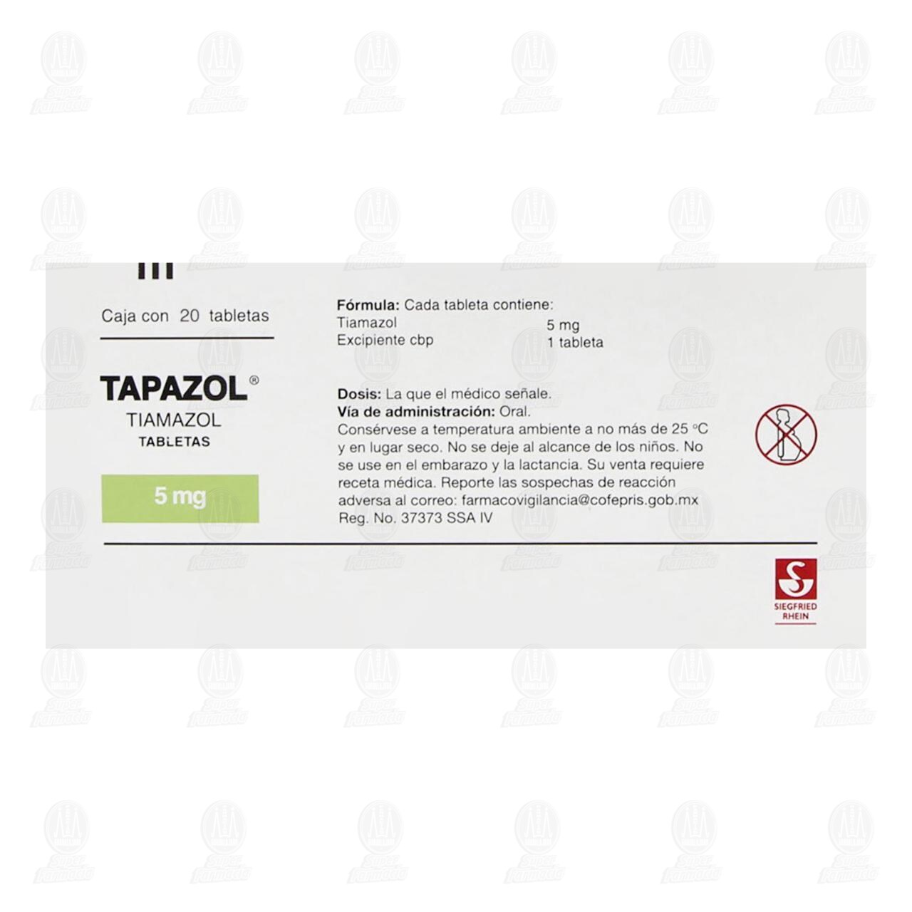 Tapazol 5 mg, 20 Tabletas. image number 2
