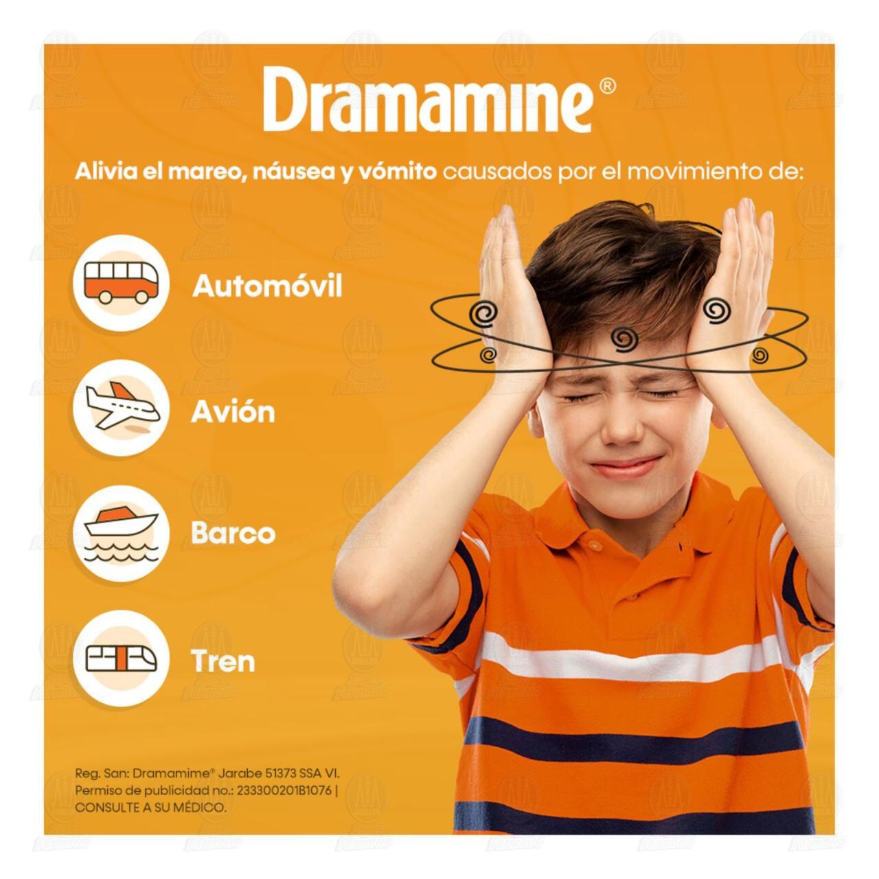 Antimareo Dramamine Jarabe Infantil, 120 ml. image number 3