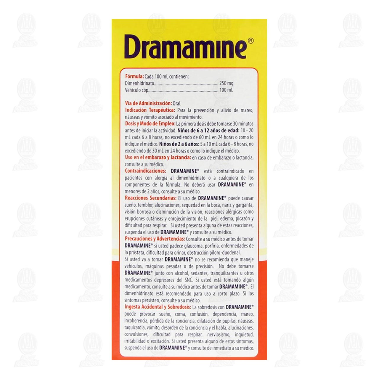 Antimareo Dramamine Jarabe Infantil, 120 ml. image number 2