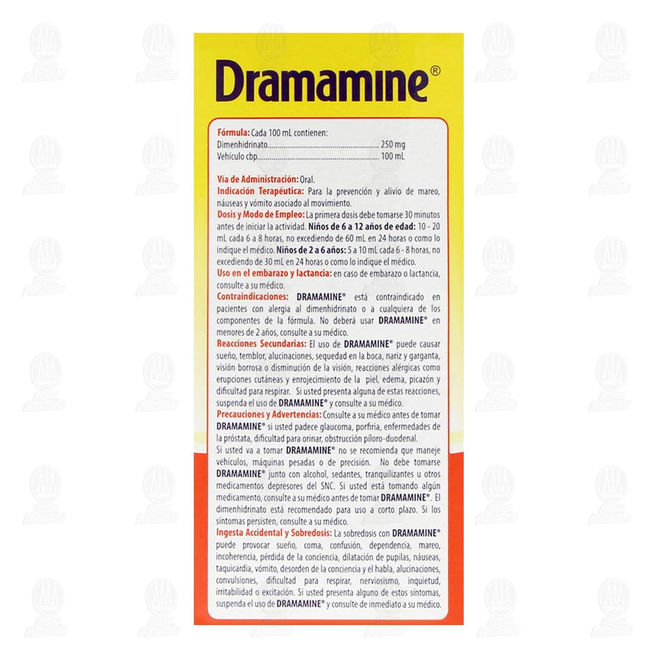 Antimareo Dramamine Jarabe Infantil, 120 ml. image number 2