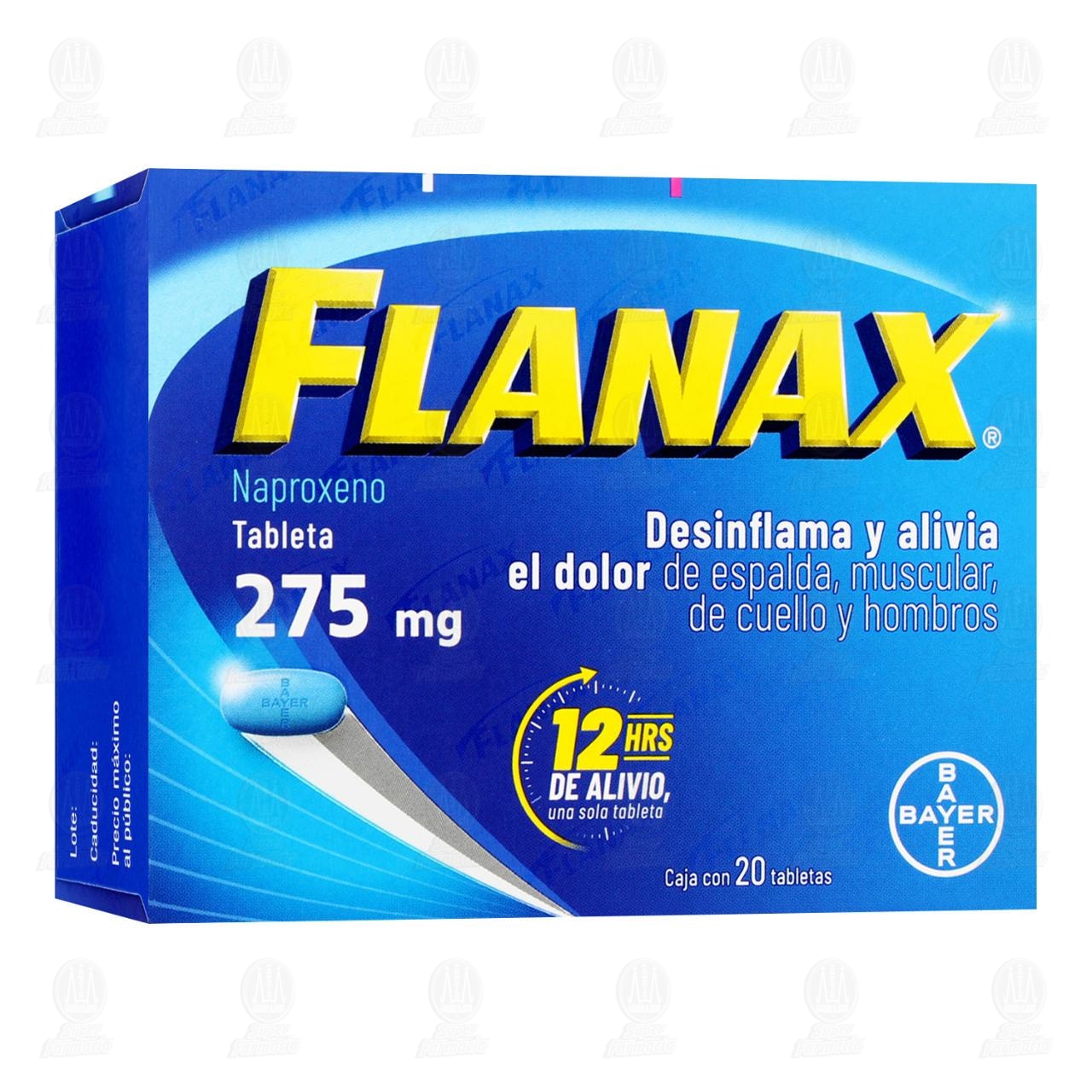 Flanax 275mg Analg&eacute;sico, 20 Tabletas. image number 0