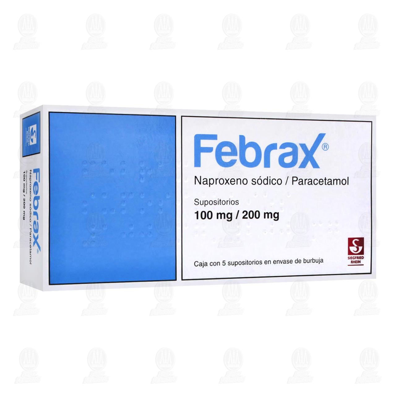 Febrax 100mg/200mg, 5 Supositorios. image number 0