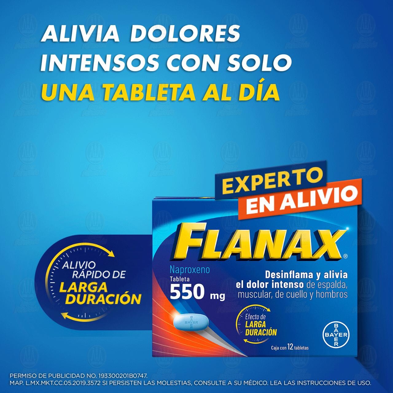 Flanax 550 mg Analg&eacute;sico, 12 Tabletas. image number 4